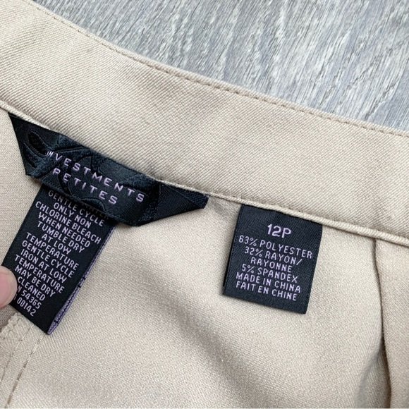 Investments Petites Women's Pants Straight leg Pleated Tapered Trousers Size 12P - Picture 4 of 6